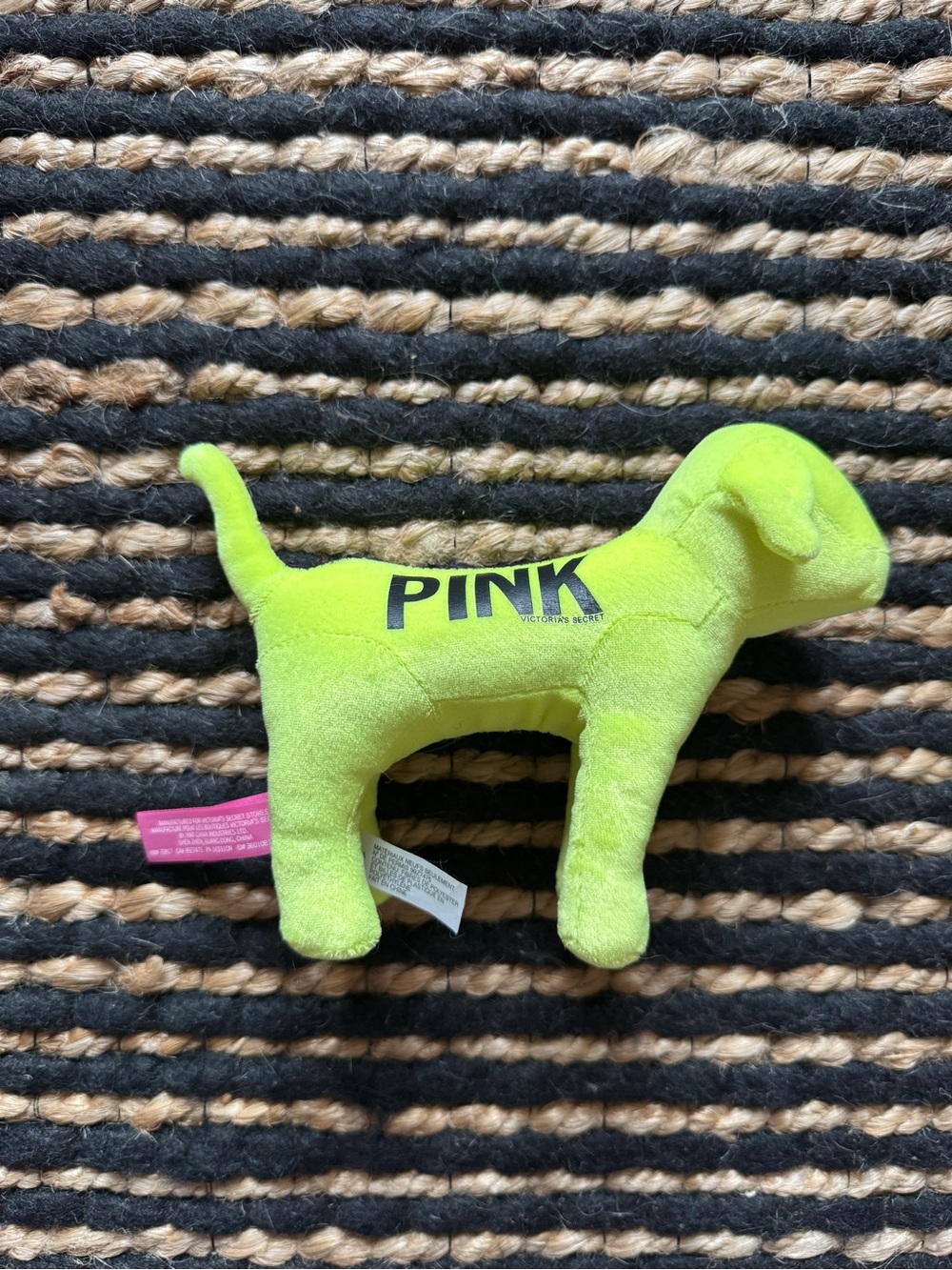 Victoria's Secret PINK Neon Green Plush Dog Toy